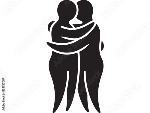 Stunning minimalist silhouette of two figures embracing warmly symbolizing deep connection support and genuine friendship moments