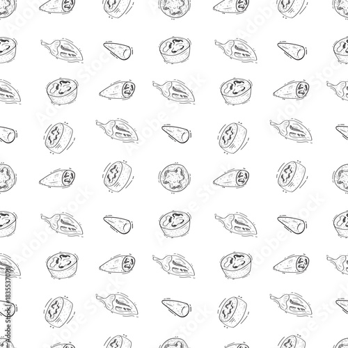 Hand drawn chili pepper seamless pattern, hot chili pattern vintage background