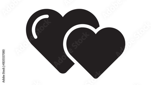 Elegant modern pair of overlapping hearts icon symbolizing deep connection romance and affection for dating apps or Valentines design projects