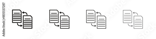 Data transfer icons graphic. Thin line drawing illustration.