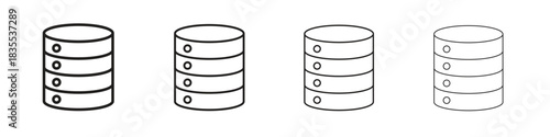 Database icons graphic. Thin line drawing illustration.