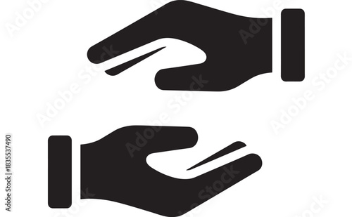Essential black silhouette icon symbolizing giving receiving support or charity with cupped hands ready to offer or accept something valuable