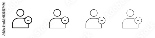 Delete user icons graphic. Thin line drawing illustration.