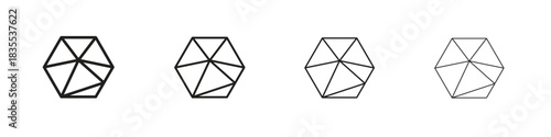 Dice d20 icons graphic. Thin line drawing illustration.