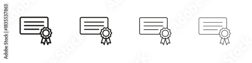 Diploma icons graphic. Thin line drawing illustration.
