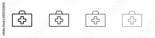 Doctor bag icons graphic. Thin line drawing illustration.