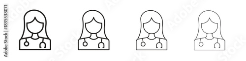 Doctor icons graphic. Thin line drawing illustration.