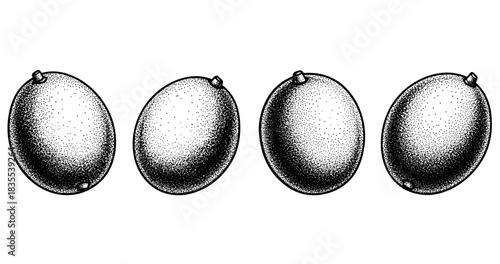 Monochrome dotted balloon illustration set with four unique designs