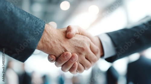 🤝Deal Sealed: A close-up shot of two individuals clasping hands, a symbolic gesture of agreement. captured the spirit of collaboration, trust, and business partnership.