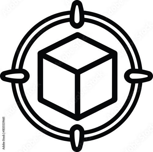 Muslim pray qibla direction kaaba icon in line style for apps website ui ux design flat minimal simple modern