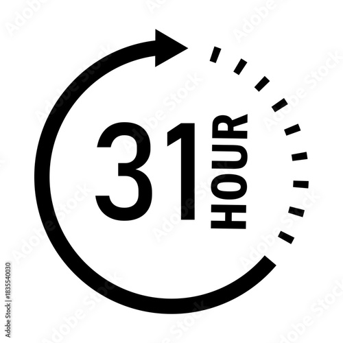 Thirty-one hour time limit countdown icon