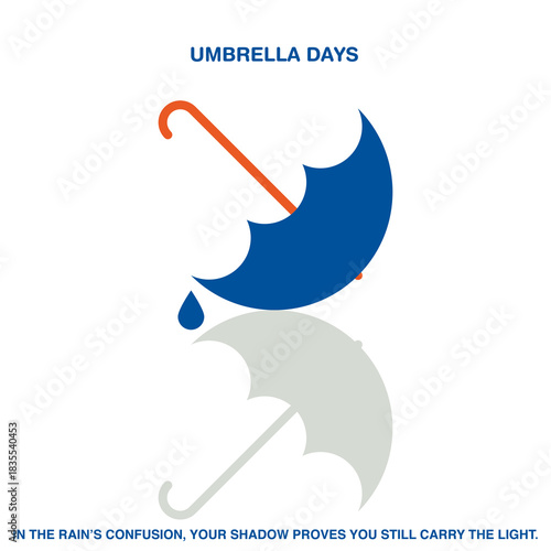 Umbrella flat vector illustration with raindrops. Rainy Weather. Nature. Seasons.	
