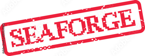 Prominent red grunge Seaforge rubber stamp impression for official industrial documentation