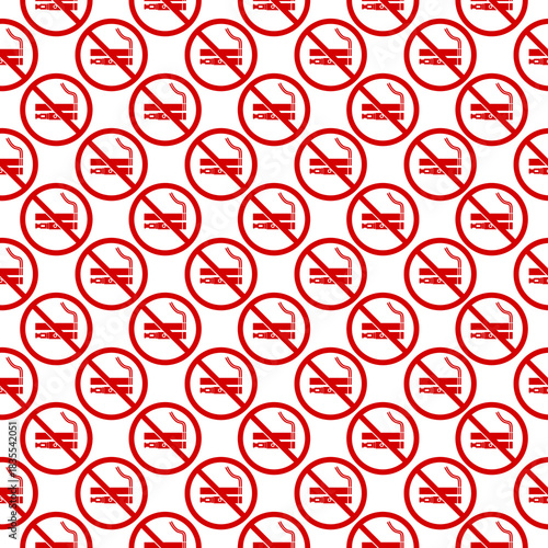 No smoking no vaping seamless pattern isolated on white background