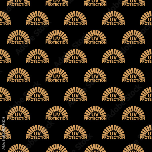 UV protection seamless pattern isolated on black background