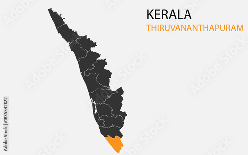 Kerala png map with districts, Indian state Kerala district map, Kerala Thiruvananthapuram