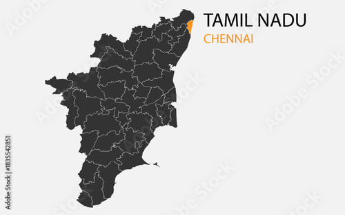 Tamil Nadu png map with districts, Indian state Tamil Nadu district map, Tamil Nadu Chennai