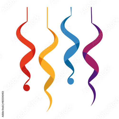 Colorful party streamers decoration for celebrations and festive events