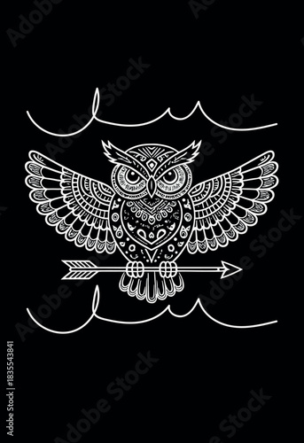 Tribal Wisdom: Ornamental Owl on Arrow