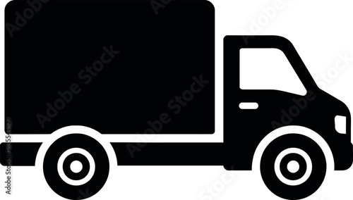 Black silhouette of a delivery truck cargo van box truck