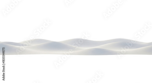 A row of soft, undulating snowdrifts creating a winter landscape isolated on transparent background
