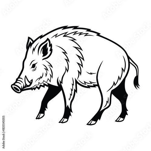 Wild boar illustration logo graphic symbol isolated on white background. Vector