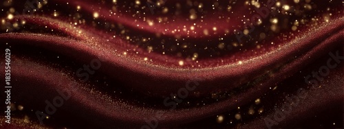 Luxurious Deep Red Velvet Background with Sparkling Gold Dust for Elegant Christmas Decor and Festive Celebrations