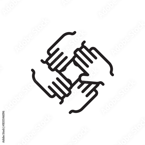 Team huddle icon symbolizing rapid alignment, daily communication, and group interaction, representing team management, collaboration, agile practices, brief meetings, and information sharing.