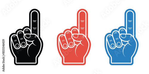 Number One Foam Hand Gesture Vector Illustration Featuring Fun Sports Concept and Supportive Fan Symbol for Team Spirit and Event Design Elements