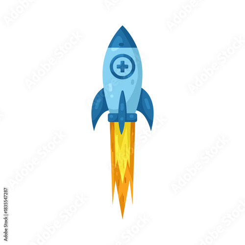 Illustration of Rocket Ship with Plus Sign
