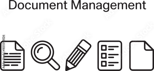 Data management banner web icon coordinates collection. Set of file and document Icons. Simple line art style icons pack. Vector illustration.