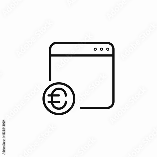 browser with euro sign icon sign vector