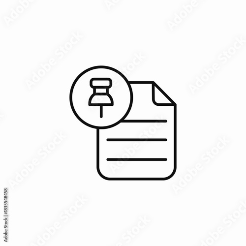 document with pushpin icon sign vector