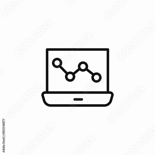 laptop line graph icon sign vector