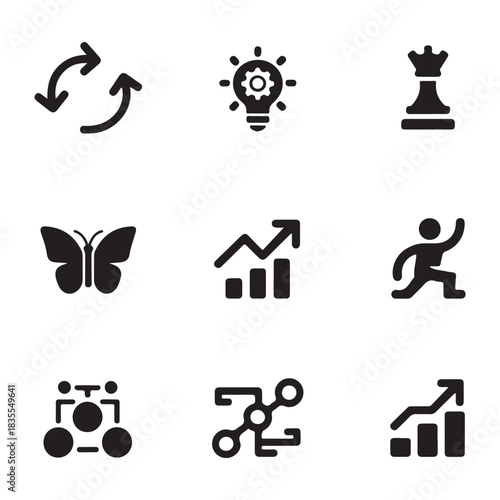 business transformation icon set vector