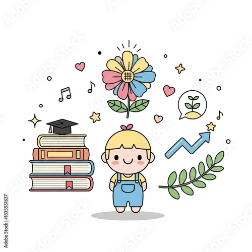 Celebrate Learning and Growth with this Adorable Design, Perfect for Education Resources, Child-Focused Projects, and Encouraging Young Minds Everywhere