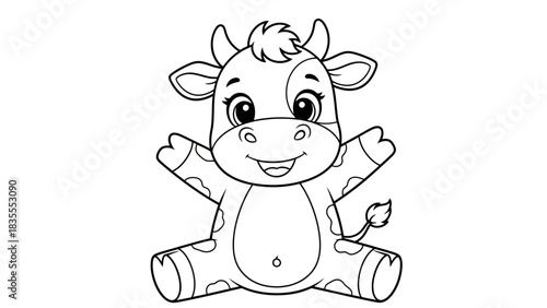 Cute Baby Cow Coloring Page with Spots