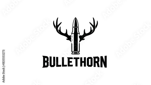 Bulletthorn Logo with Bullet and Deer Antlers Design