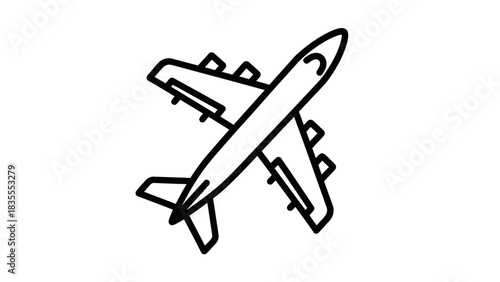 Airplane Flight Icon in Outline Style for Travel and Aviation