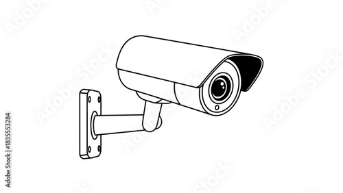 Security Surveillance Camera Wall Mounted Line Art Illustration