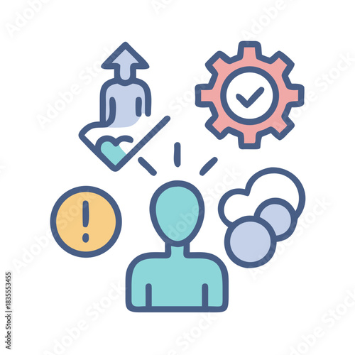 Conceptual mind icon demonstrating thought processes, problem solving and self-improvement on black backdrop