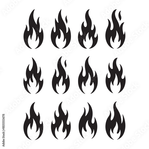 Fire icon vector set vector