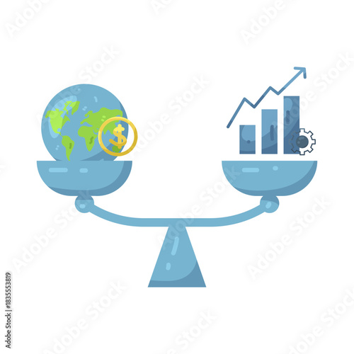 Illustration of Global Economy Growth Balanced 