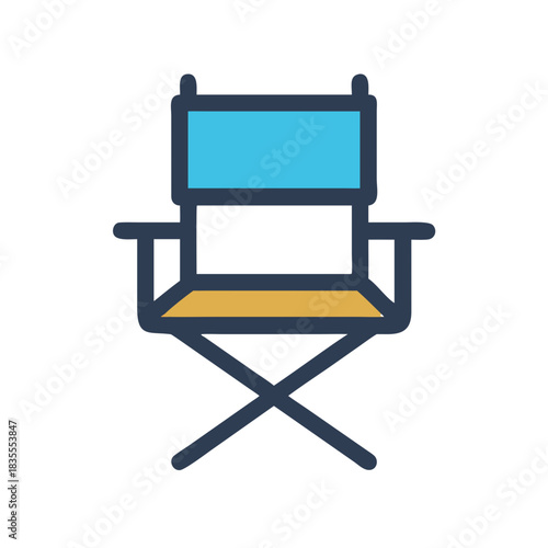 Director's chair icon illustration against black background for cinema and film