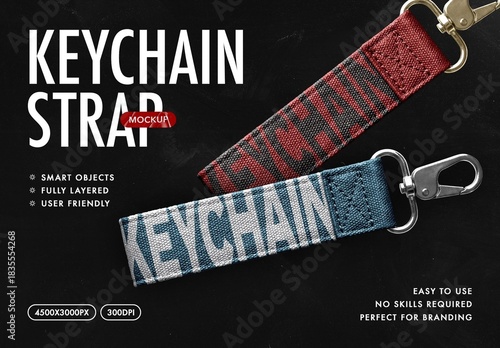 Textile Strap Keychain Mockup
