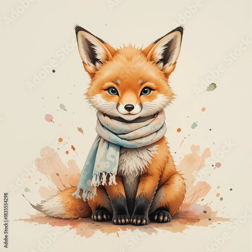 red fox with a scaff