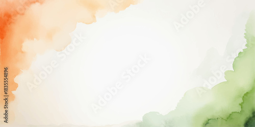 Watercolor texture background in Indian flag colors with copy space