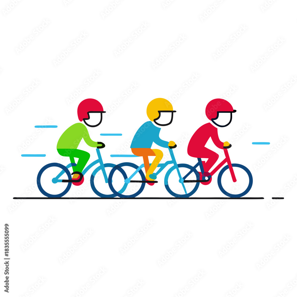 Fototapeta premium Three cyclists in a race on bicycles