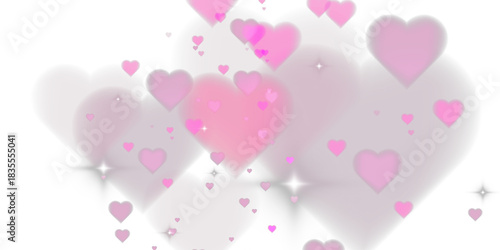 Background Overlay Soft pink hearts with romantic glow on transparent background. Used in Valentine's Day themed visuals, dreamy overlays and emotional design elements