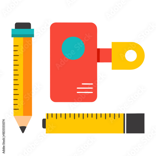 School supplies and measuring tools illustration